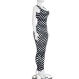 Square Neck Backless Print Jumpsuit MXBF-J26JP025