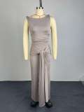 Sleeveless Tie Up Top Long Skirts 2 Piece Set GCNE-73892