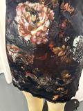 Lace Mesh Patchwork Print Mini Dress GWDS-260306