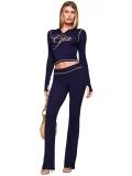 VIP1 Long Sleevel Print Hooded Flare Pants 2 Piece Set GXZY-Xy2507
