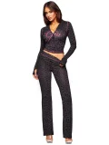 VIP1 Long Sleevel Print Hooded Flare Pants 2 Piece Set GXZY-Xy2507