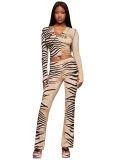 VIP1 Long Sleevel Print Hooded Flare Pants 2 Piece Set GXZY-Xy2507