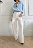 Solid Color Irregular Straight Pants QODY-6076
