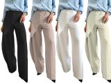 Solid Color Irregular Straight Pants QODY-6076