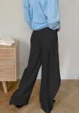 Solid Color Irregular Straight Pants QODY-6076