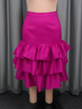 Plus Size Ruffles Solid Color Cake Skirts GKEN-ASK051046