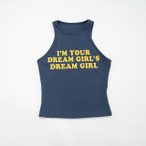 Letter Print Sleeveless Tank Tops GSZM-D26TP078