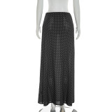 Polka-dot Print Chiffon Straight Midi Skirt GSZM-D26SK076