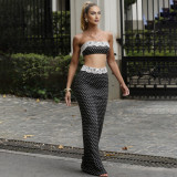 Lace-trimmed Tank Top And Polka-dot Skirt Set GYME-K6S02772A