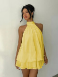 Sexy Backless Solid Color Mini Dress GYWO-55056