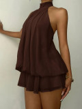 Sexy Backless Solid Color Mini Dress GYWO-55056