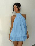 Sexy Backless Solid Color Mini Dress GYWO-55056