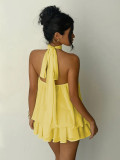 Sexy Backless Solid Color Mini Dress GYWO-55056