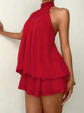 Sexy Backless Solid Color Mini Dress GYWO-55056