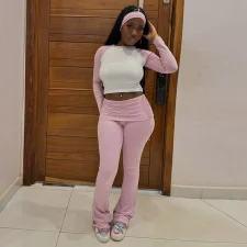 Contrast Color Long Sleeve Pants Three Piece Set GYWO-9910