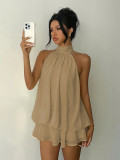 Sexy Backless Solid Color Mini Dress GYWO-55056