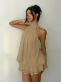 Sexy Backless Solid Color Mini Dress GYWO-55056