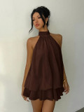 Sexy Backless Solid Color Mini Dress GYWO-55056