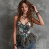 Sexy V Neck Mesh Patchwork Tank Tops GWDS-260210