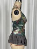 Sexy V Neck Mesh Patchwork Tank Tops GWDS-260210