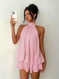 Sexy Backless Solid Color Mini Dress GYWO-55056