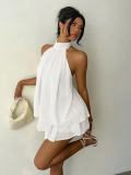 Sexy Backless Solid Color Mini Dress GYWO-55056
