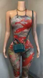 Print Halterneck Backless Slim Seventh Jumpsuit YMEF-59055