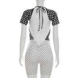 Sexy Polka Dot Print Short Sleeve Rompers GDSF-D26RP081