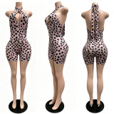 Polka Dots Print Deep V Neck Backless Romper CM-60411