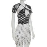 Sexy Polka Dot Print Short Sleeve Rompers GDSF-D26RP081