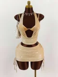 Sexy Backless Halterneck Top Bikini Skirt Three Piece Set GXIY-K25L1928