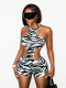 Zebra Print Sleeveless Backless Romper YWXS-K26L2132-K26L2610