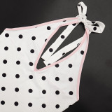 Halterneck Polka Dots Print Two Piece Shorts Set GDSF-Y26ST096