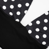 Polka Dots Print Halterneck Backless Seventh Pants Two Piece Set MXBF-J26ST130