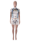 Short Sleeve Camouflage Print Two Piece Shorts Set SHD-8101