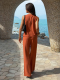 V Neck Solid Color Two Piece Pants Set GZEY-K26290141