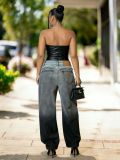 Plus Size Gradient Irrgular Wide Leg Jeans GYLN-8080