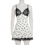 Lace Patchwork Contrast Color Mini Dress GPKJ-MR48496