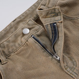 Solid-color Gradient Straight-leg Jeans  GPKJ-MR46157
