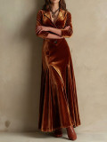 Long Sleeve Lapel Slim Maxi Dress XHSY-BQ6203