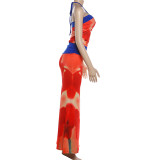 Print Halterneck Vest Long Skirts 2 Piece Set GZJQ-K6S05317A