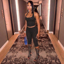 Polka Dot Print Halterneck Seventh Jumpsuit GDSF-J26ST102