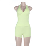 Solid Color Backless Tank Top Sport Short Suit SUM-JY26011MHO