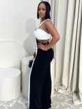 Sleeveless Contrast Color Two Piece Pants Suit MIL-L345