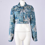 Print Long Sleeve Cardigan Jackets GFRT-42286TBG