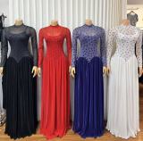 Mesh Long Sleeve Ruched Maxi Dress GMYU-11203