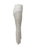 Solid Color Lace Jacquard See Through Micro Flare Pants LSD-2694