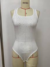 Hot Drill Square Neck Sleeveless Bodysuit  LSD-2801