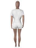Deep V Neck Solid Color Romper SHD-9959