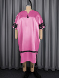 Bat Sleeve V Neck Satin Midi Dress GKEN-ADR060245